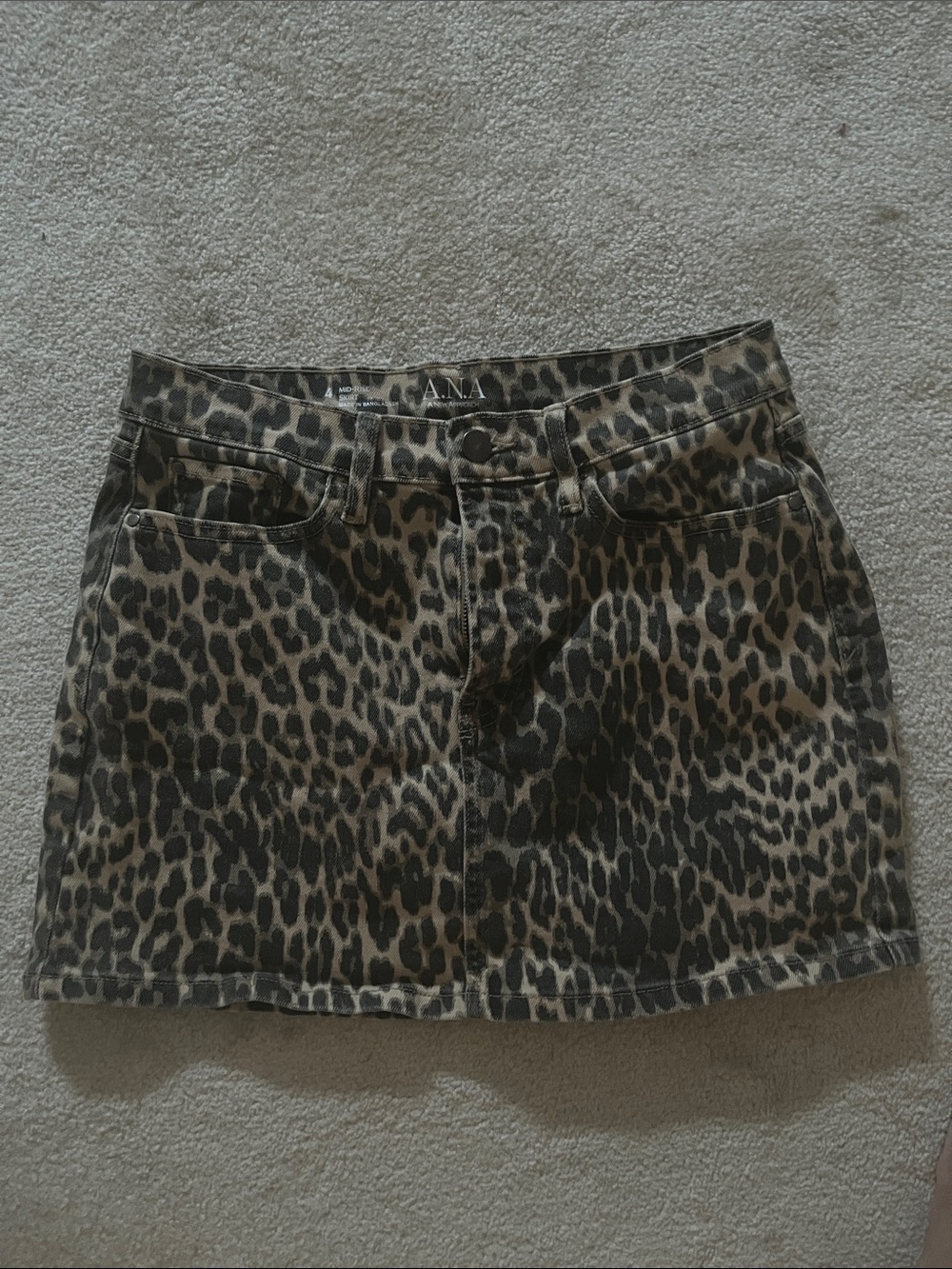 a.n.a Leopard Print Denim Mini Skirt - Brown and Black